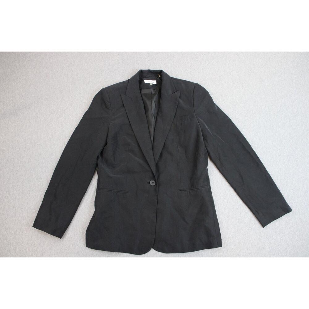 Calvin Klein Blazer Womens Size‎ M Black Stretch One-Button Long Sleeve